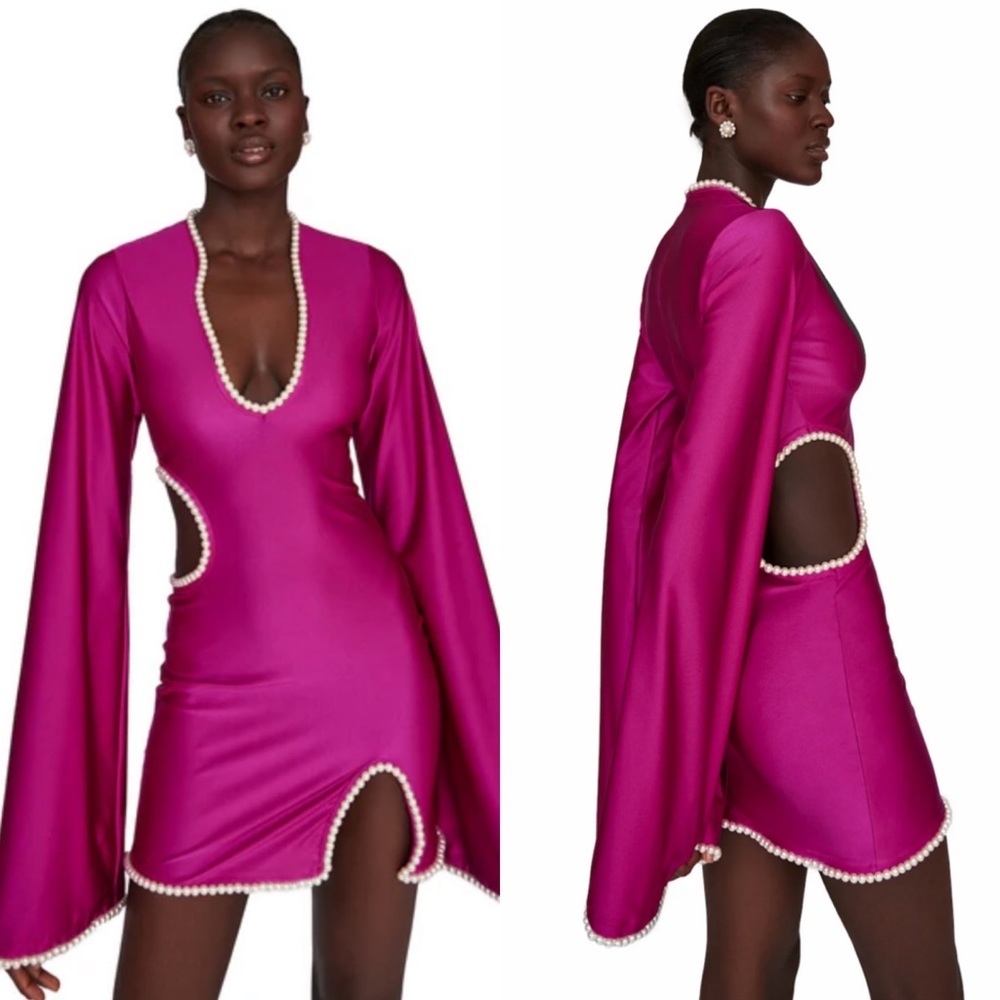 Khanums Kira pink Pearl mini dress size small NEW! New with tags!